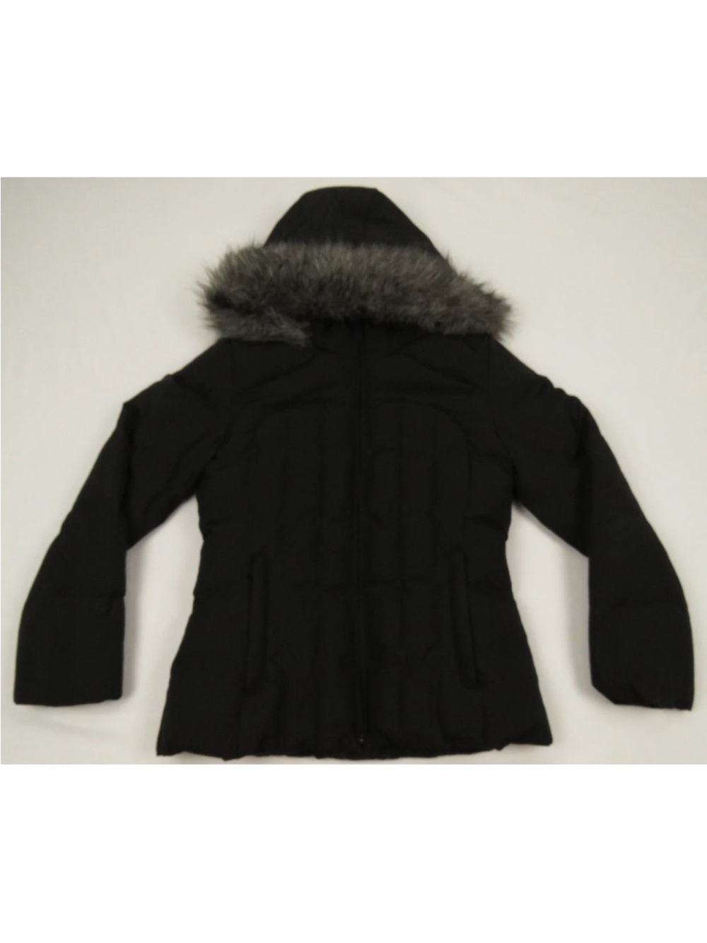 Calvin Klein Down Quilted Faux Fur Hooded Full Zip Parka Jacket M